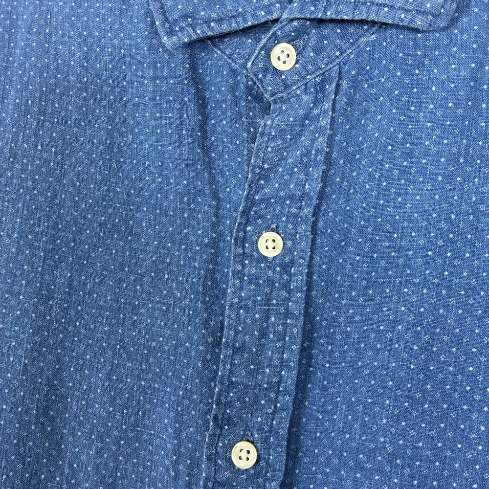 Polo Ralph Lauren Blue Dot Patterned Linen Button Shirt Men’s XL Long Sleeve